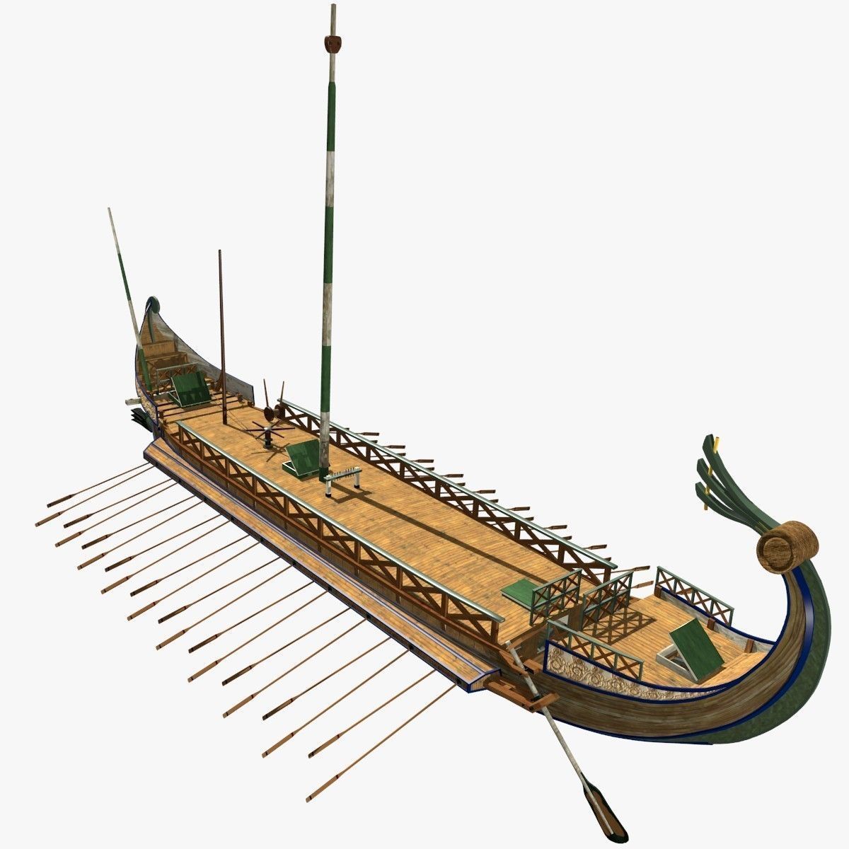 Roman Bireme Outside Lowpoly Low-poly 3D model_13