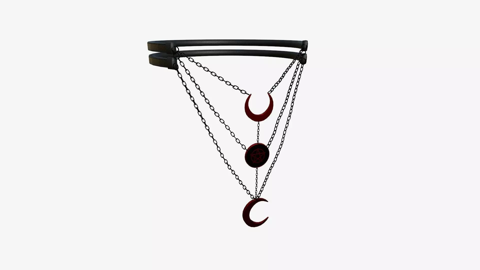 Gothic Collar H03 Black Red - Character Fashion Design Low-poly 3D model