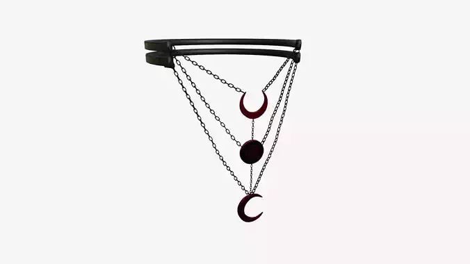 Gothic Collar H03 Black Red - Character Fashion Design Low-poly 3D model