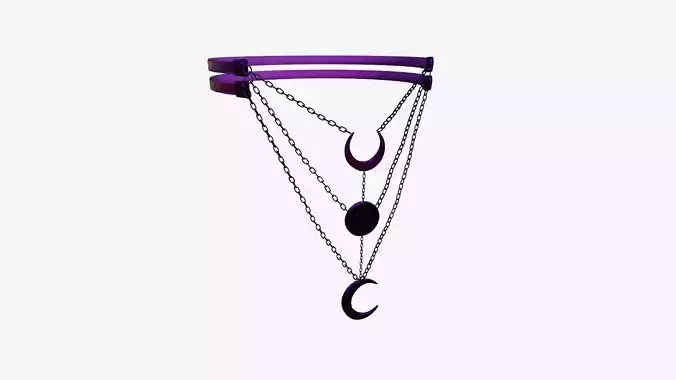 Gothic Collar H04 Purple - Character Fashion Design Low-poly 3D model