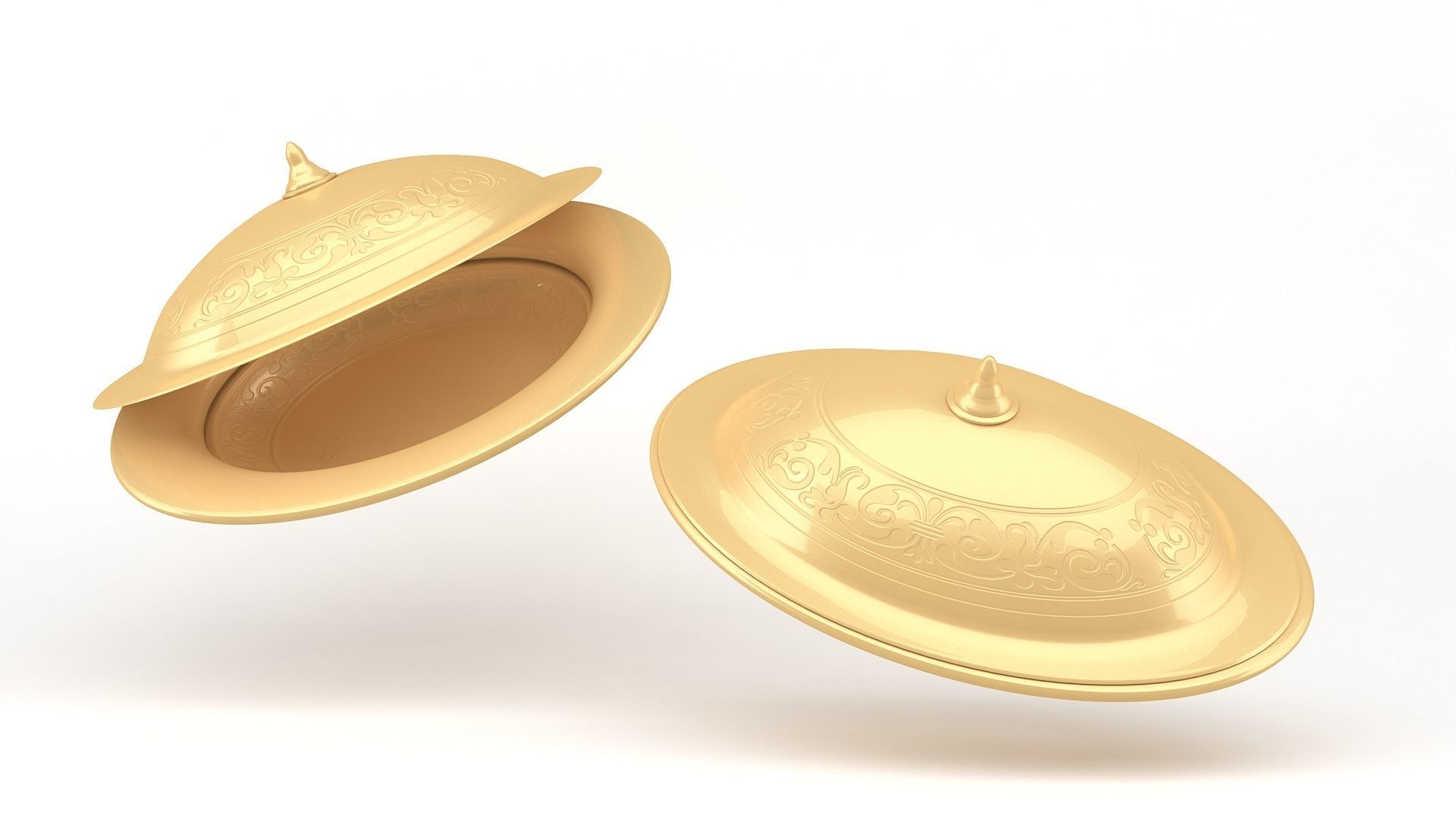 Eid Set gold arabic coffee pot and cups 3D model_6