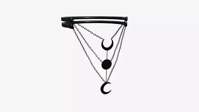 Gothic Collar H05 Full Black - Character Fashion Design Low-poly 3D model