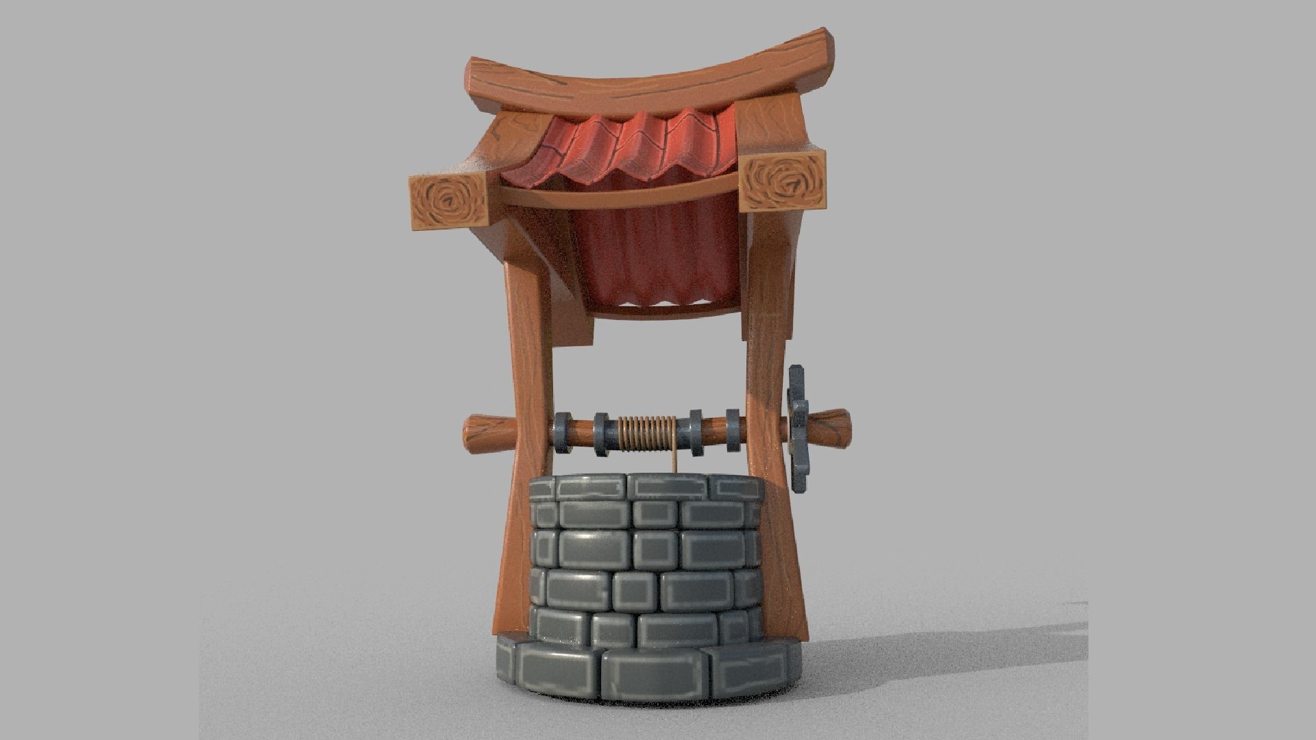 Stylized Water Well 3D model_7