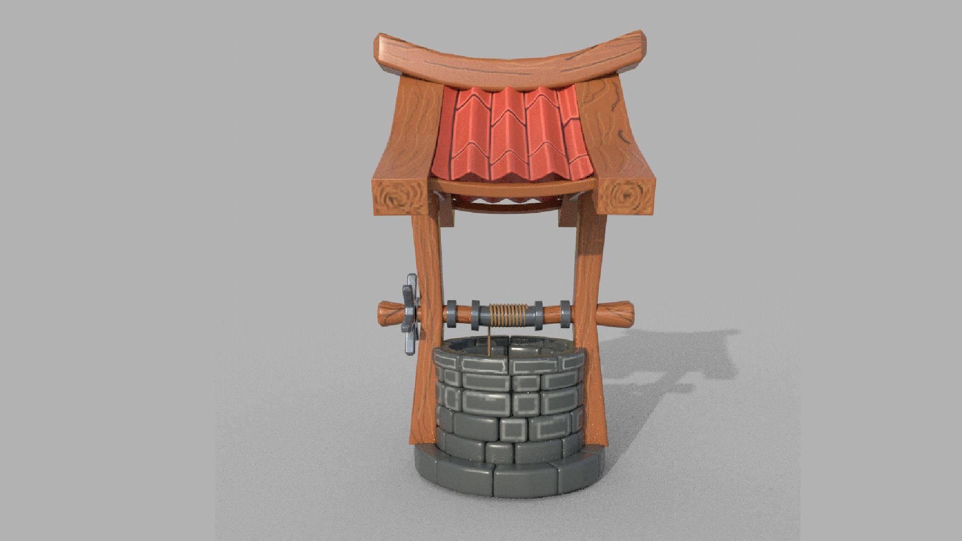 Stylized Water Well 3D model_4