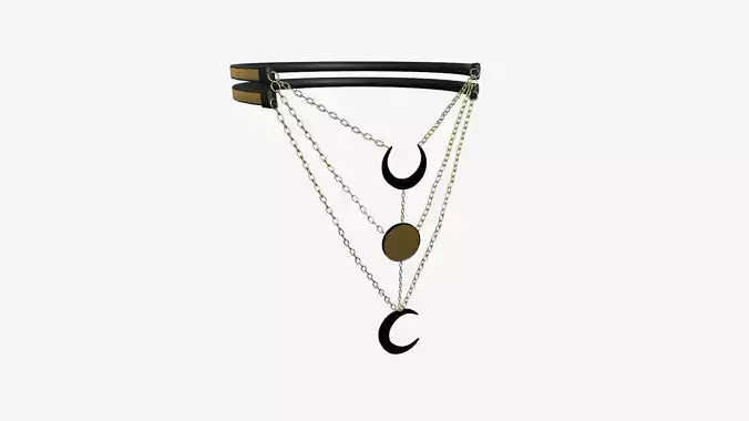 Gothic Collar H06 Gold - Character Fashion Design Low-poly 3D model