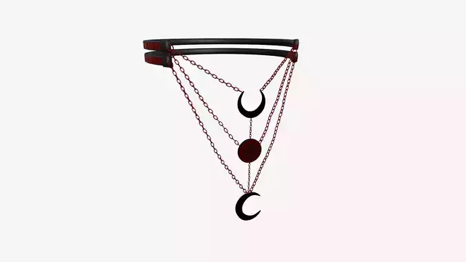 Gothic Collar H07 Red - Character Fashion Design Low-poly 3D model