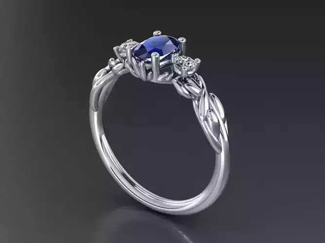 Ring  oval 04ct and round 012ct