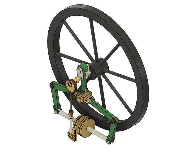 Single Cylinder Steam Engine With Two Pistons 3D model_11