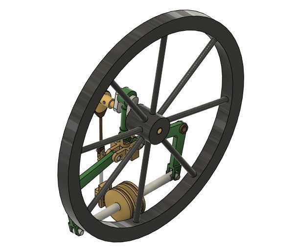 Single Cylinder Steam Engine With Two Pistons 3D model_3