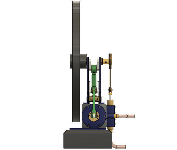 Single Cylinder Steam Engine With Two Pistons 3D model_5