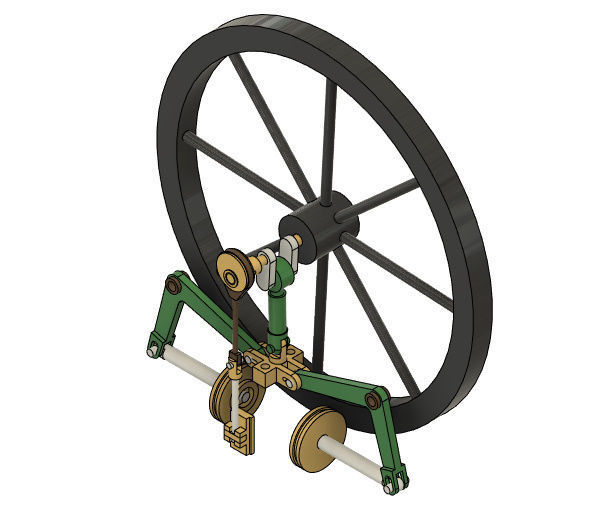 Single Cylinder Steam Engine With Two Pistons 3D model_10