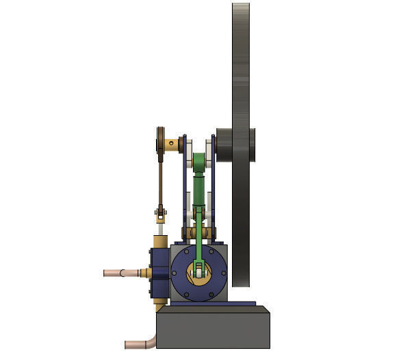 Single Cylinder Steam Engine With Two Pistons 3D model_7