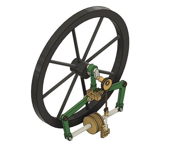 Single Cylinder Steam Engine With Two Pistons 3D model_1