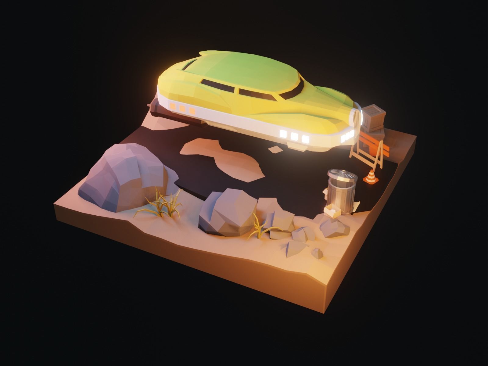 Cartoon HoverCar 3D model_7