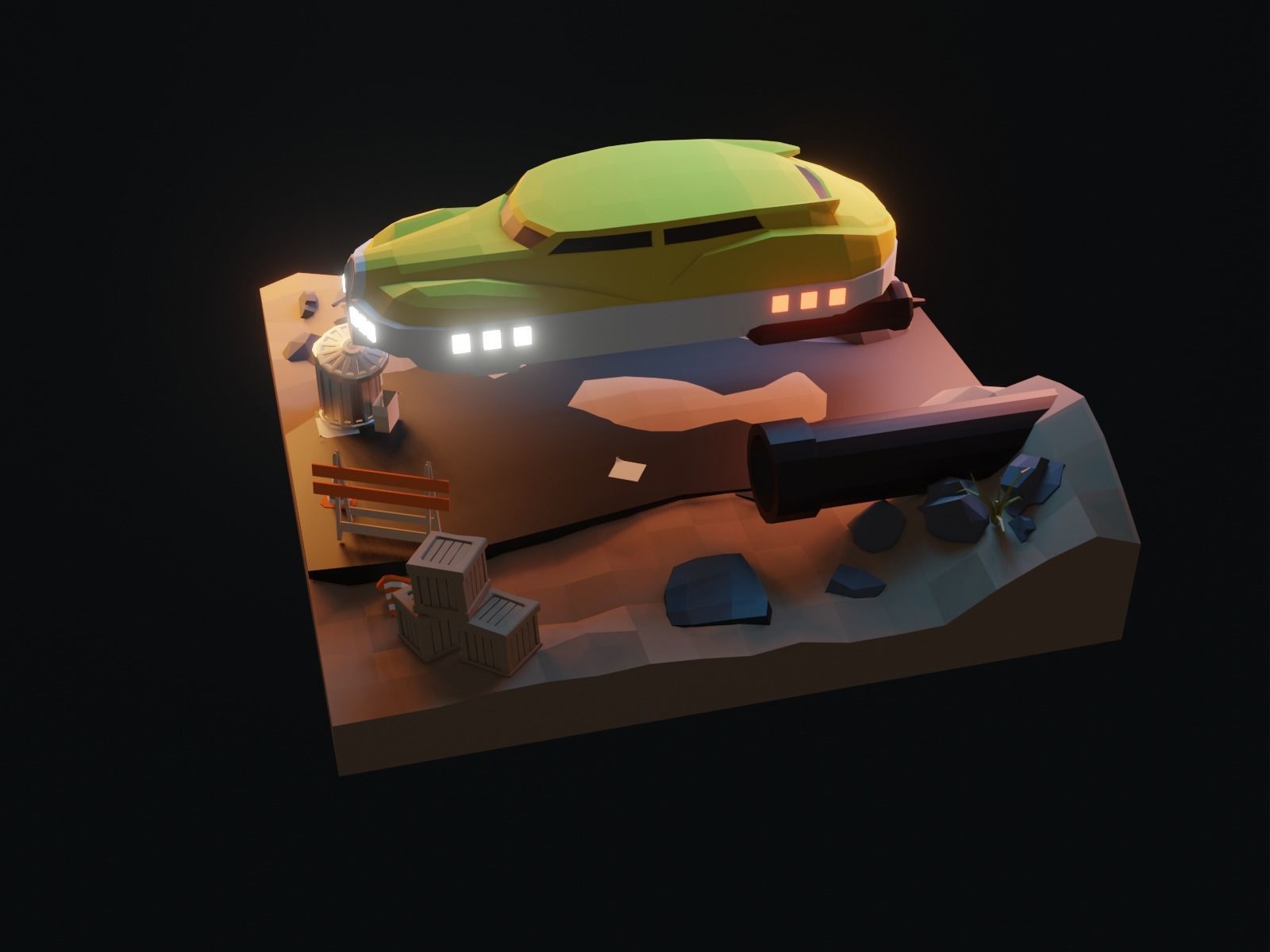 Cartoon HoverCar 3D model_16