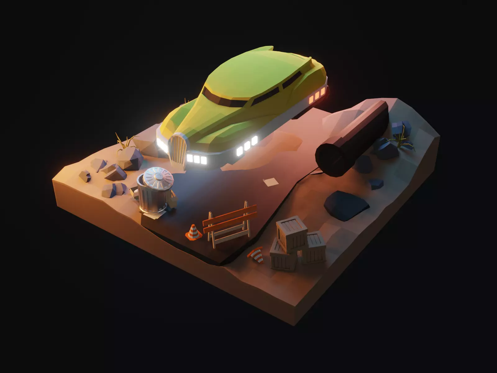 Cartoon HoverCar 3D model_0