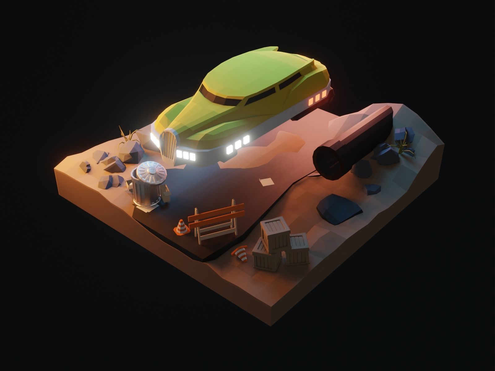 Cartoon HoverCar 3D model_19