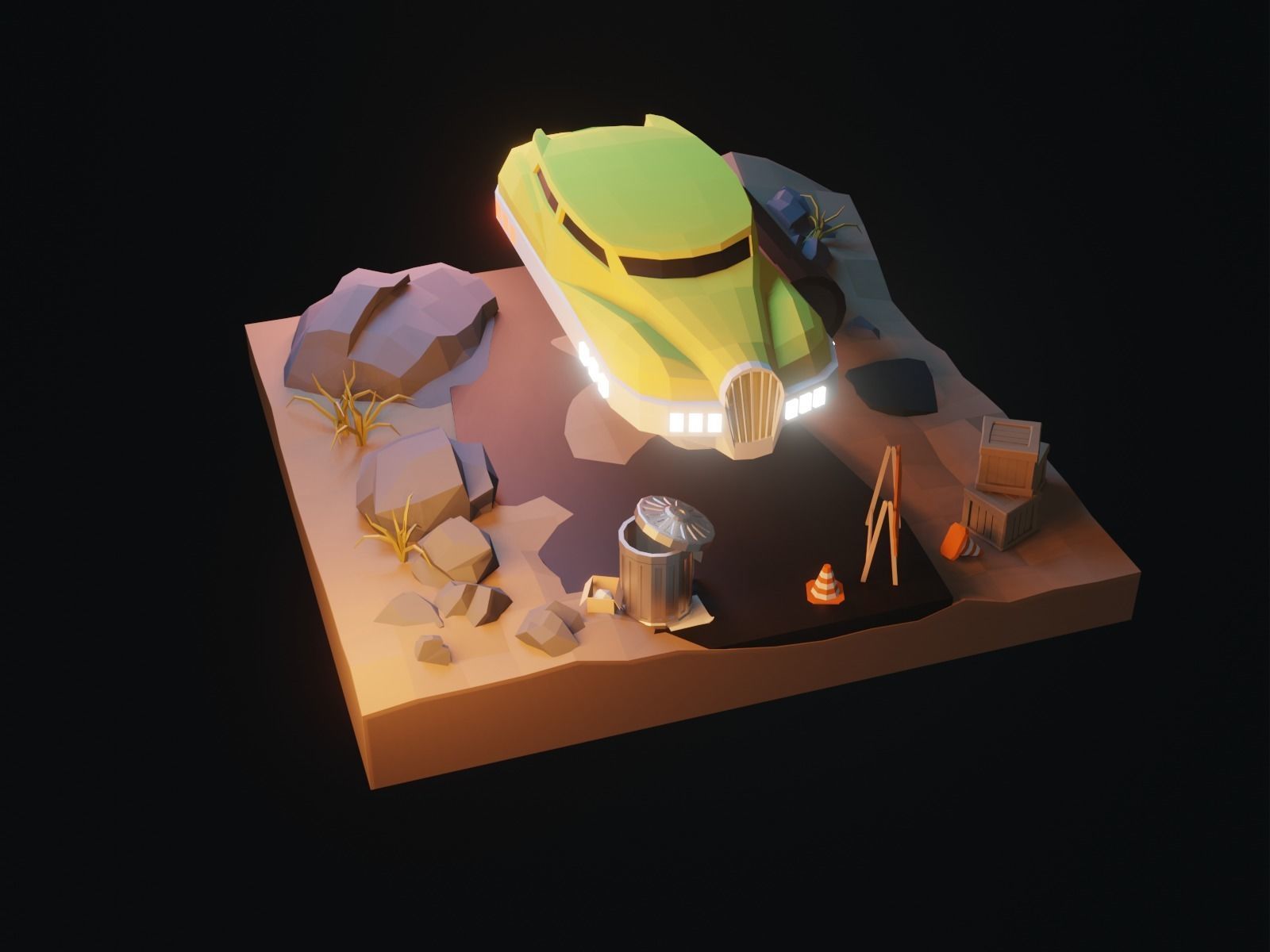 Cartoon HoverCar 3D model_5