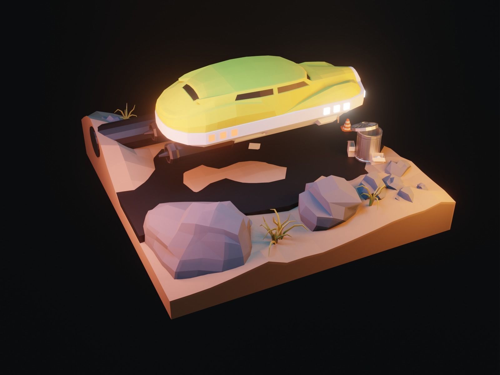 Cartoon HoverCar 3D model_9