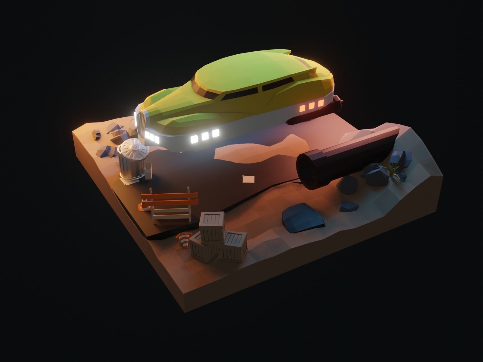 Cartoon HoverCar 3D model_17