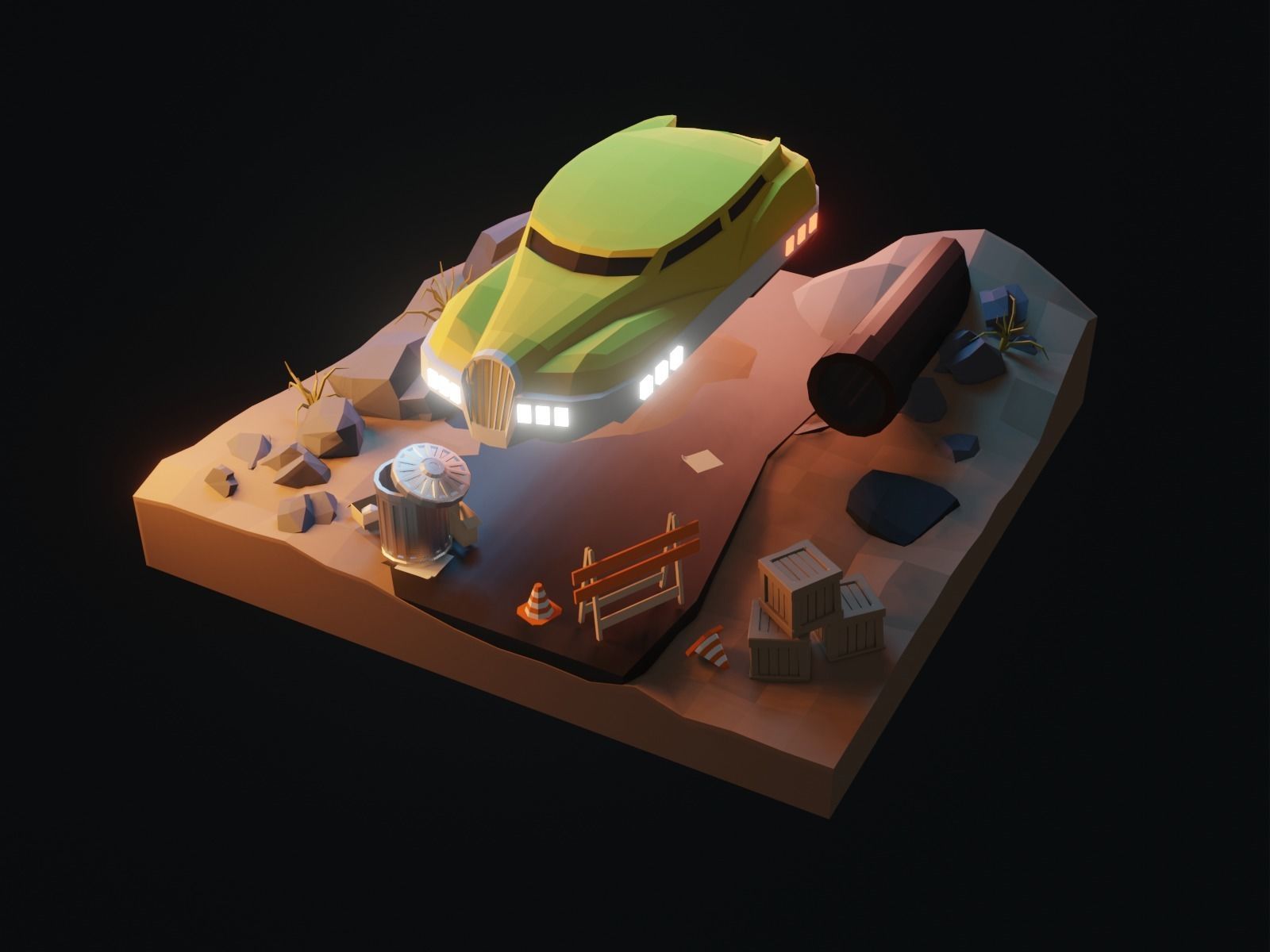 Cartoon HoverCar 3D model_2
