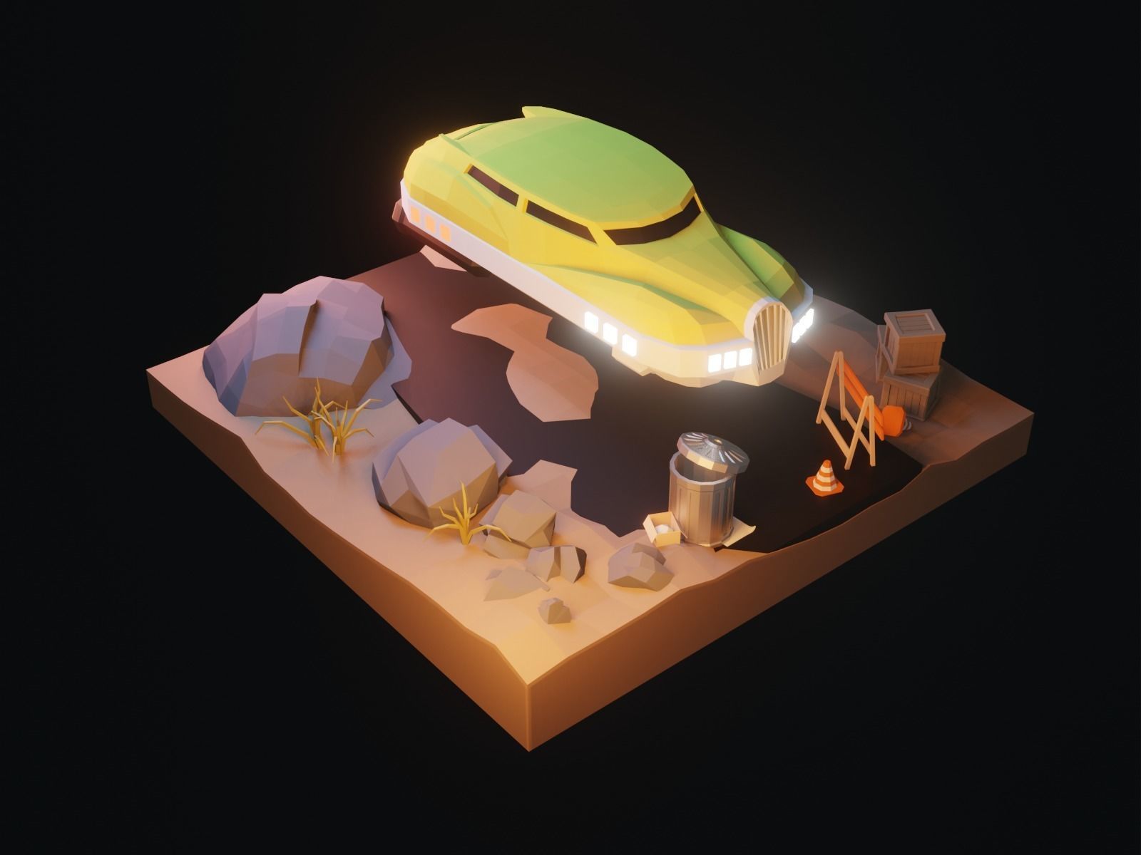 Cartoon HoverCar 3D model_6