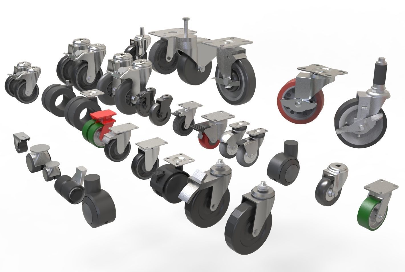 Caster roullete Wheel 3d model 3D model_4