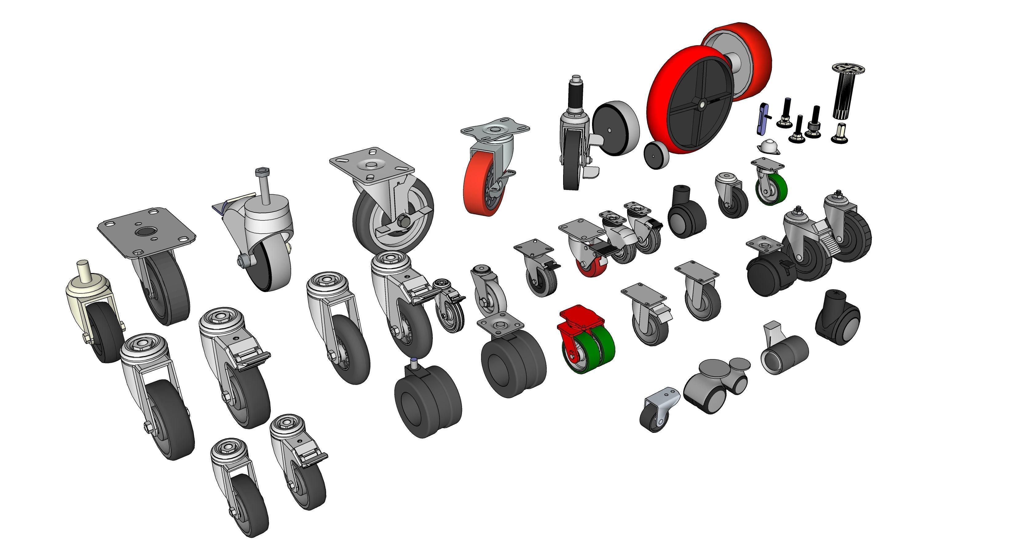 Caster roullete Wheel 3d model 3D model_5
