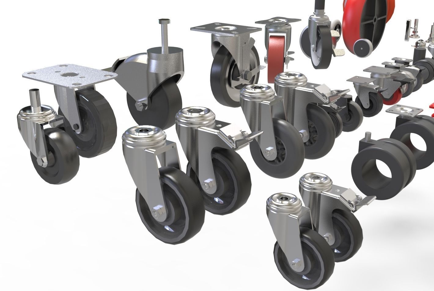 Caster roullete Wheel 3d model 3D model_1