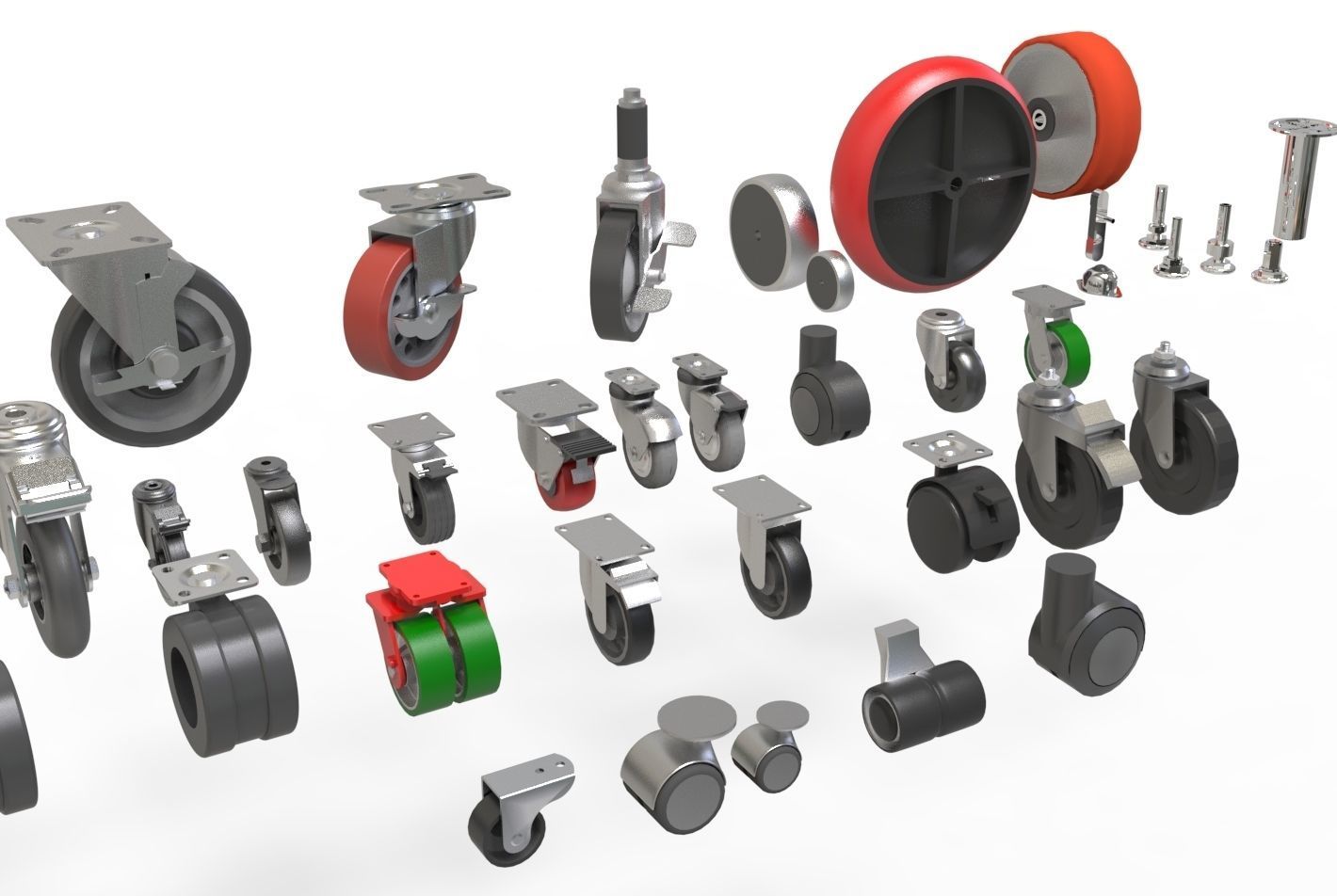 Caster roullete Wheel 3d model 3D model_3