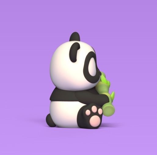 Cute Panda Bamboo 3D print model_1