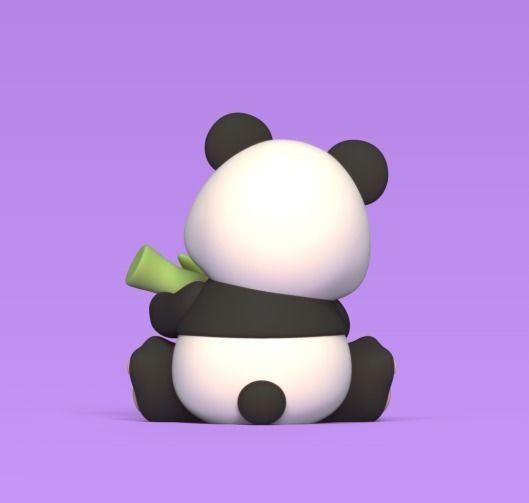 Cute Panda Bamboo 3D print model_2