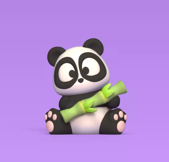 Cute Panda Bamboo 3D print model_0