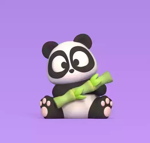 Cute Panda Bamboo 3D print model