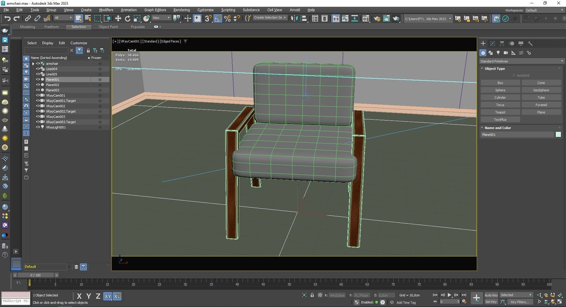 Armchair lounge chair on wall 3D model_9