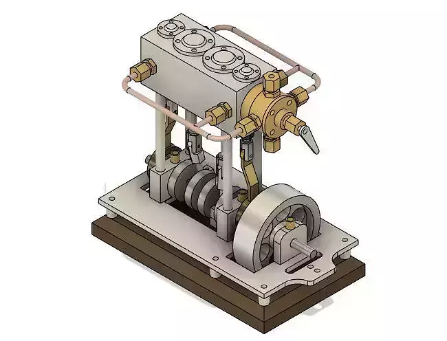 2 Cylinder Vertical Marine Type Steam Engine