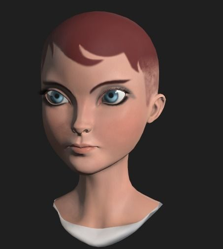 Toon Girl Head Free low-poly 3D model