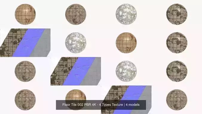 Floor Tile 002 PBR 4K - 4 Types Texture