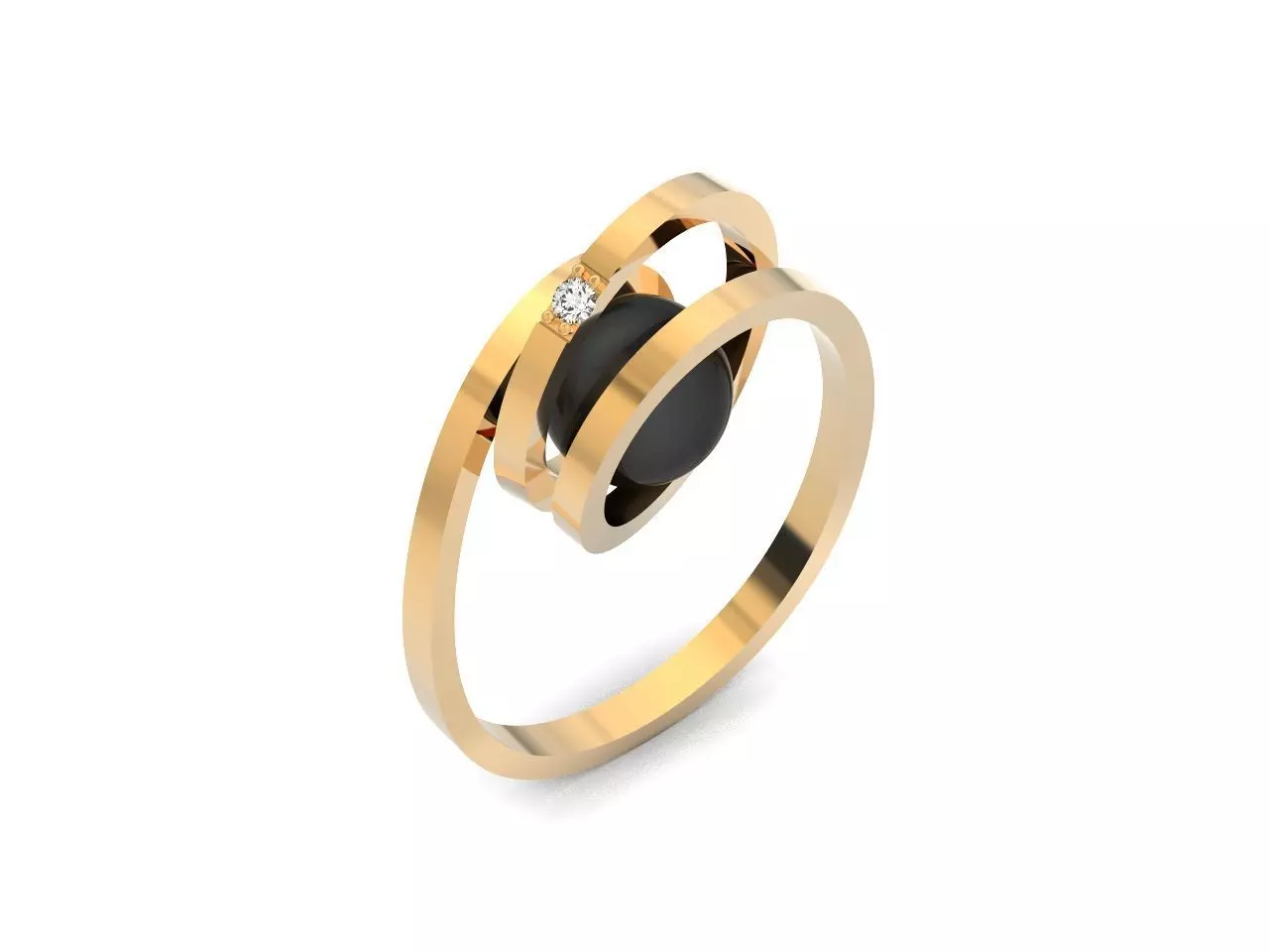 elegant ring with pearl and stone 270 3D print model