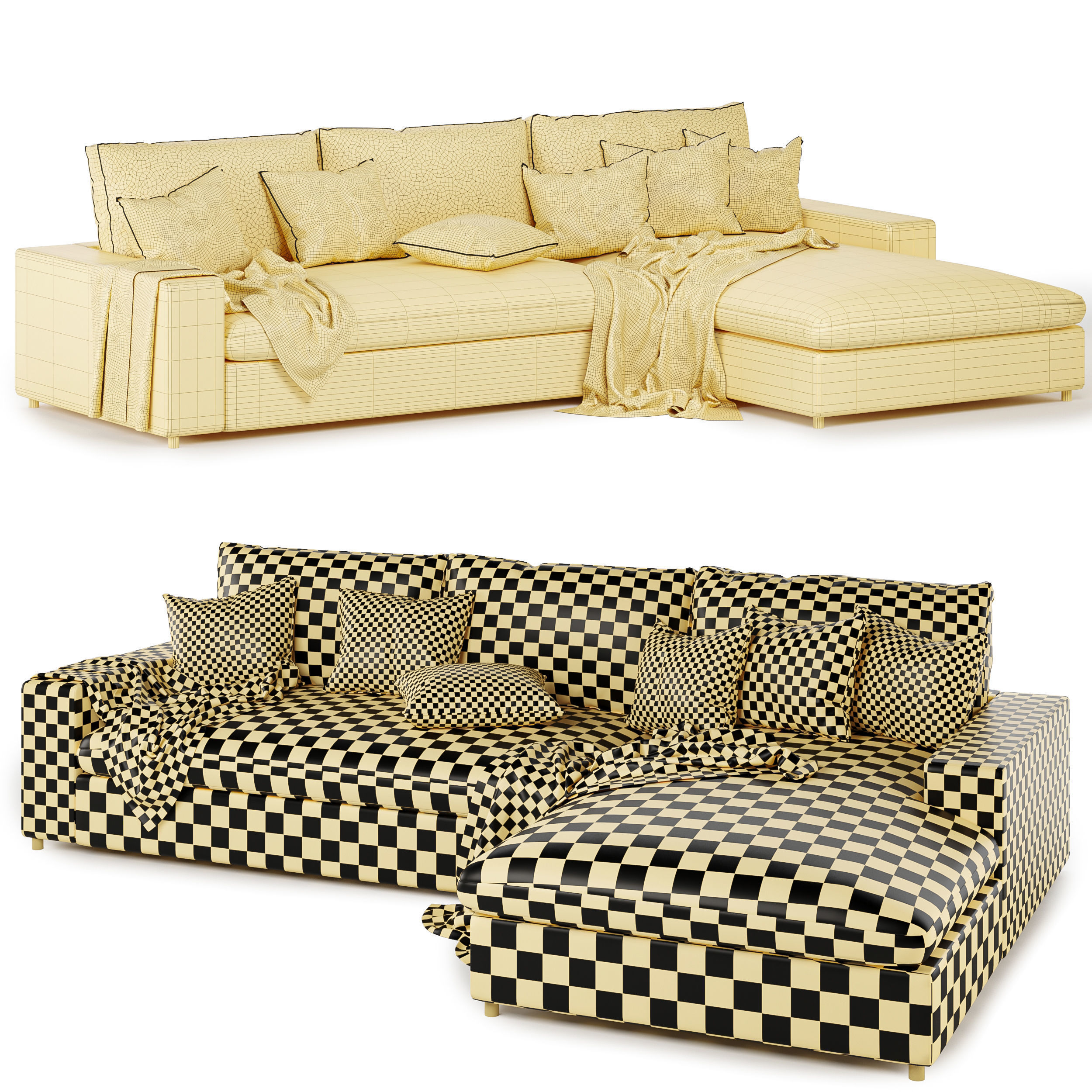 L Shaped Sectional Sofa Right Hand 3D model_3