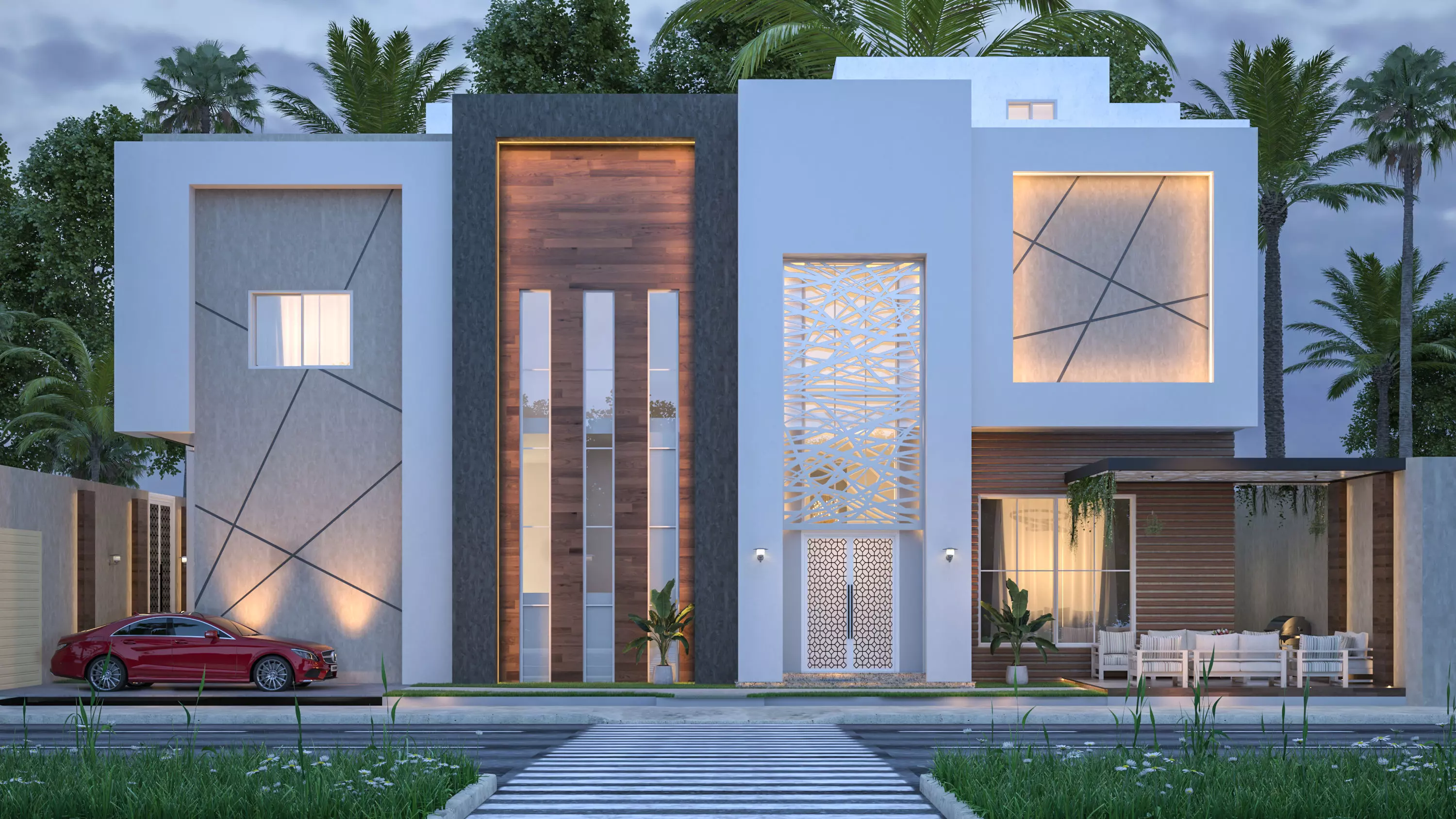 Front Elevation 3d House Villa  3D model_0