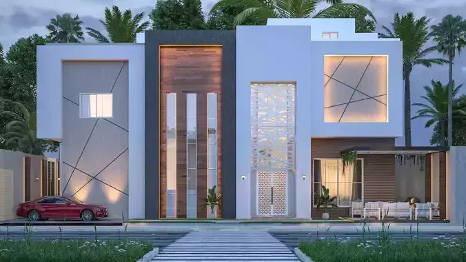 Front Elevation 3d House Villa  3D model