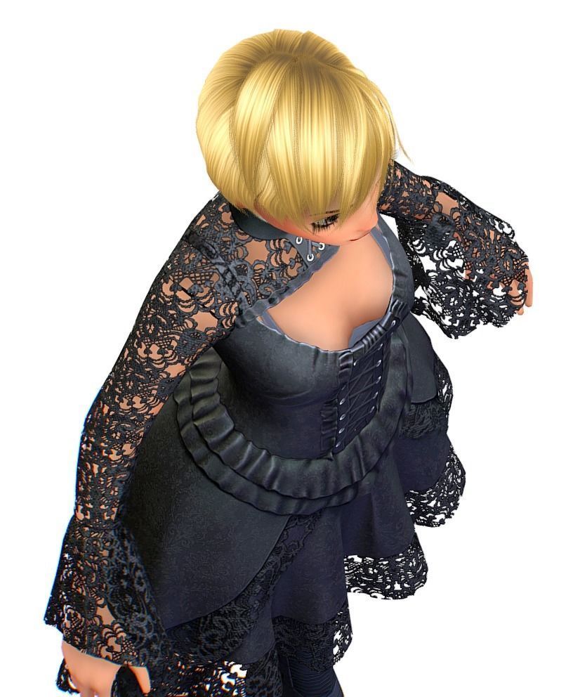 Cartoon Low Poly Gothic Style Girl Avatar 3 Low-poly 3D model_3