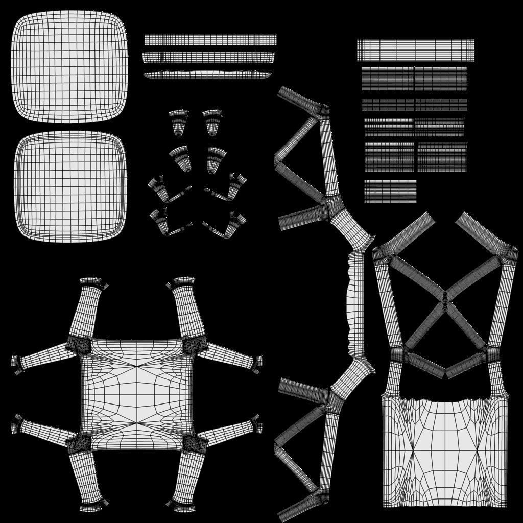 Simple Dining Room Padded Chair 3D model_1