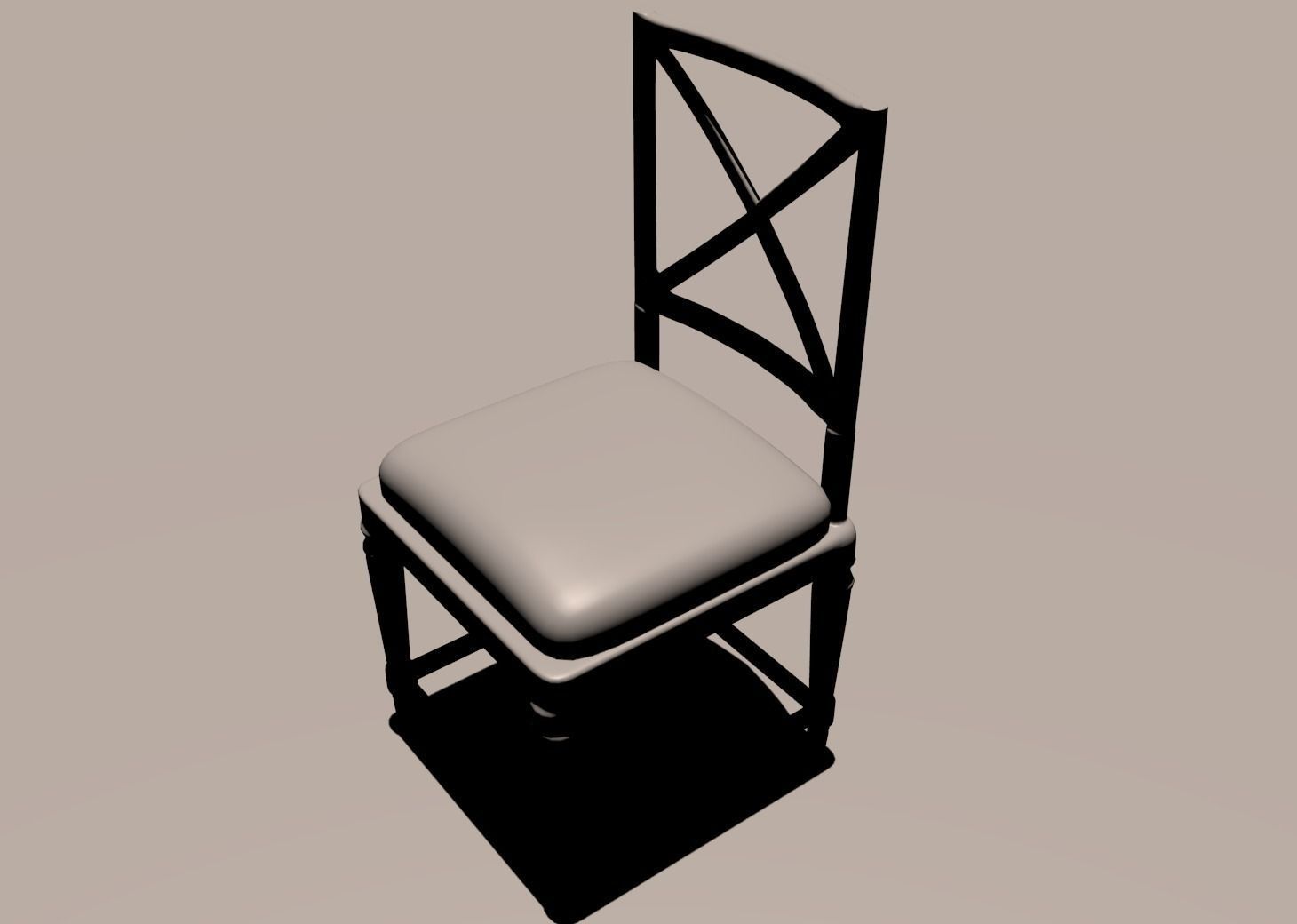 Simple Dining Room Padded Chair 3D model_0