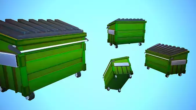 RECYCLING CONTAINER BIN Low-poly 3D model