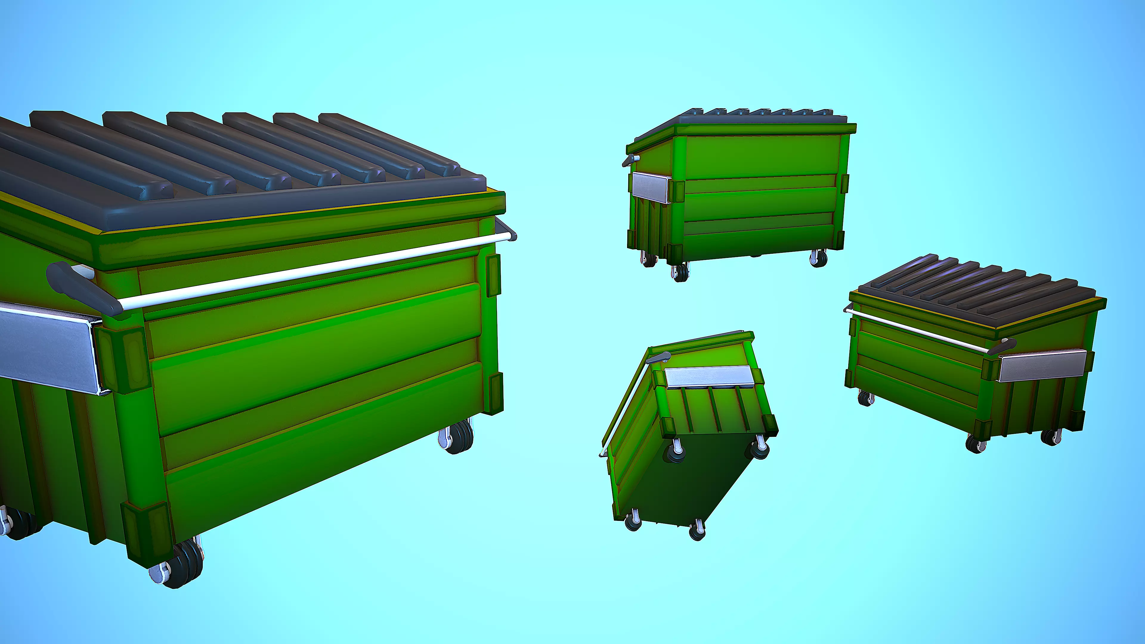 RECYCLING CONTAINER BIN Low-poly 3D model_0