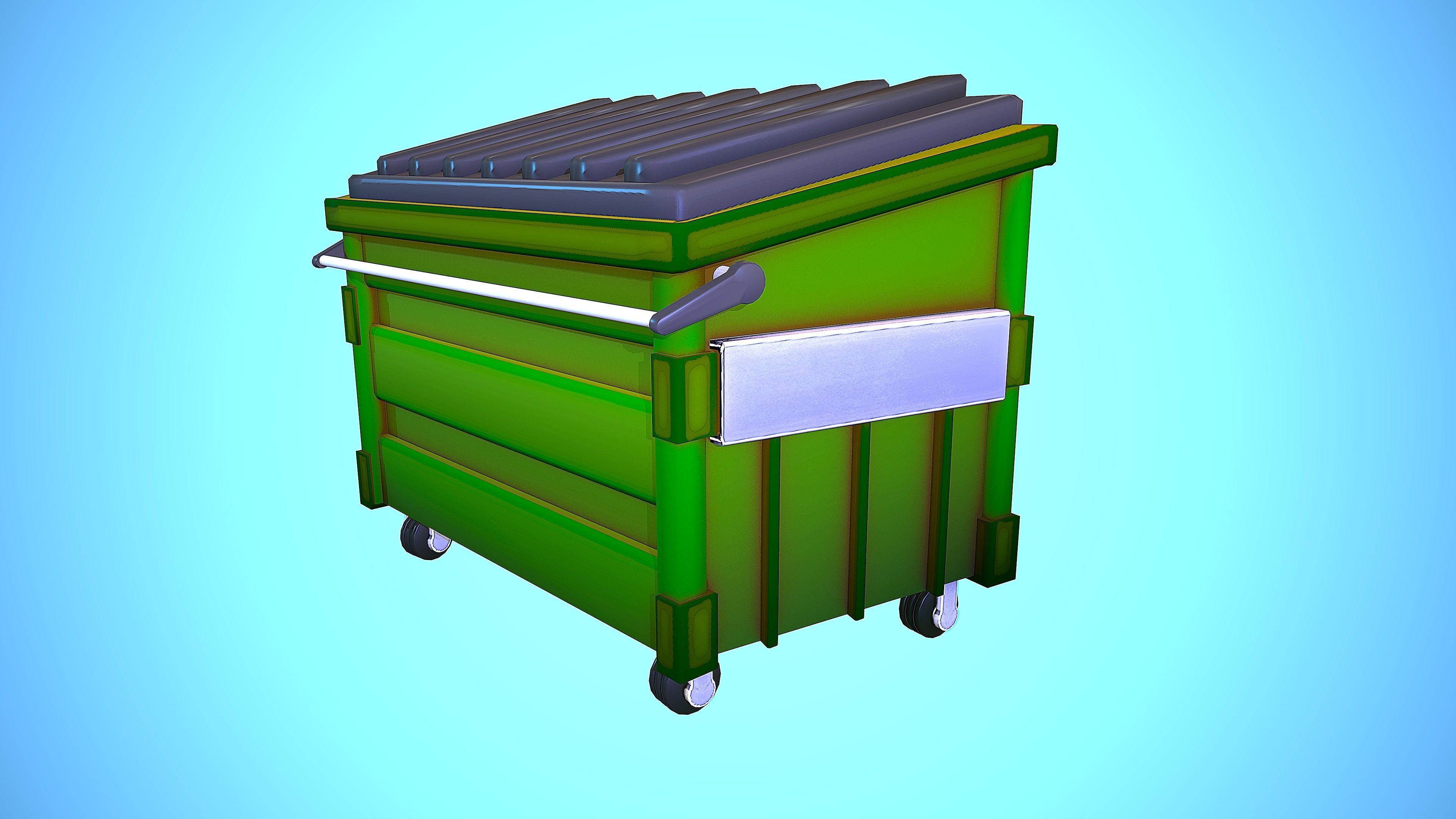 RECYCLING CONTAINER BIN Low-poly 3D model_4