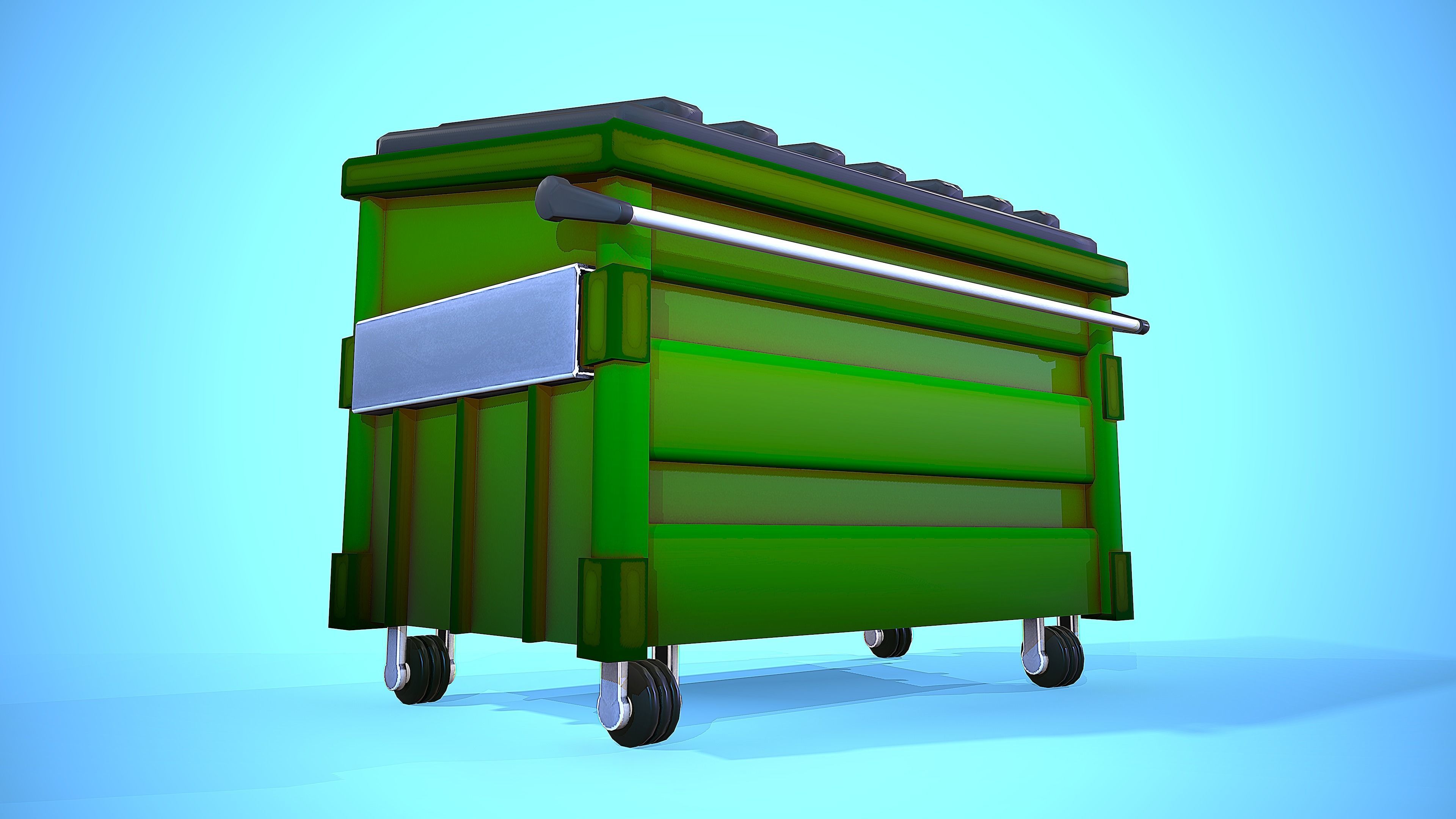 RECYCLING CONTAINER BIN Low-poly 3D model_7