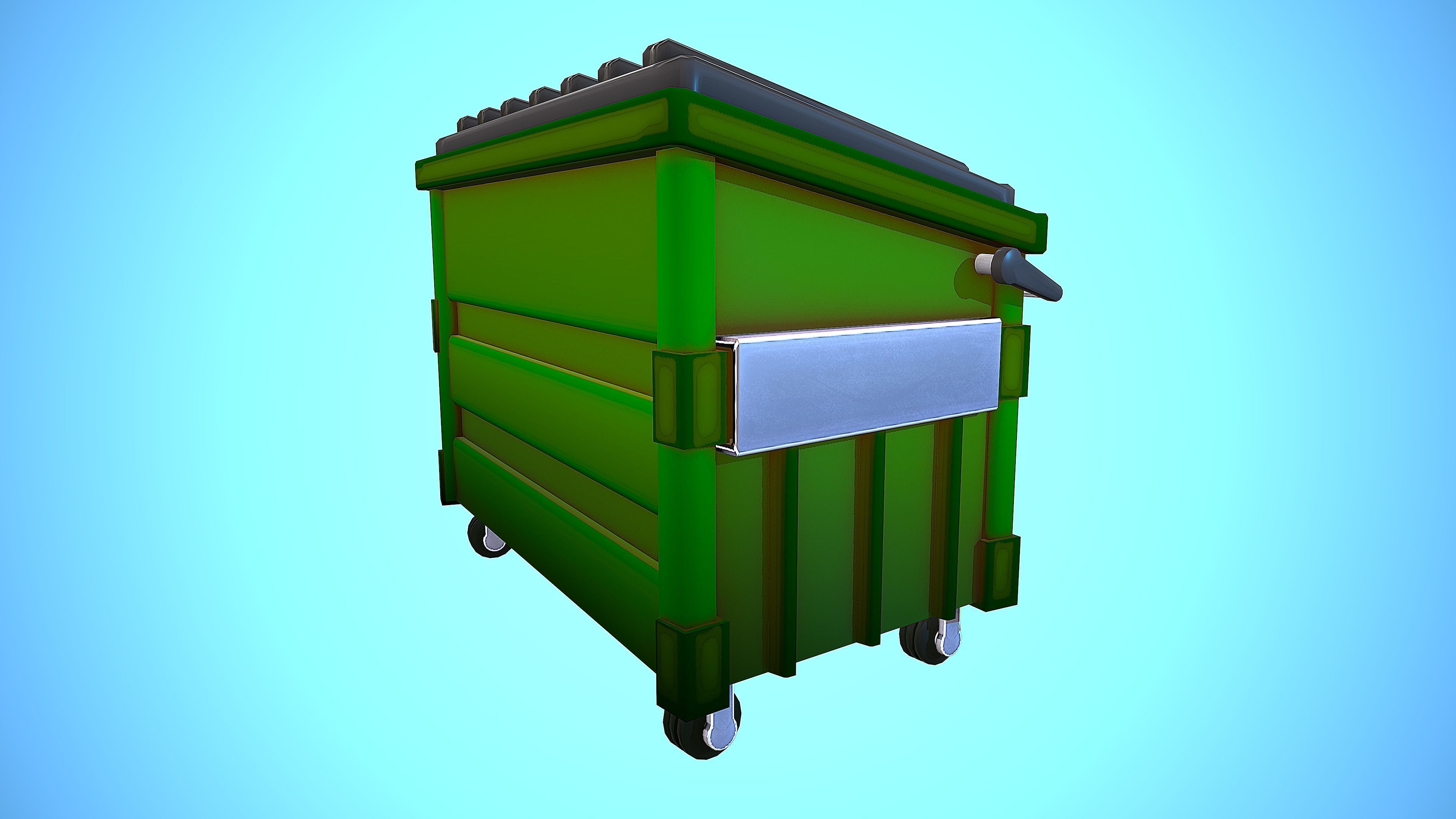 RECYCLING CONTAINER BIN Low-poly 3D model_6